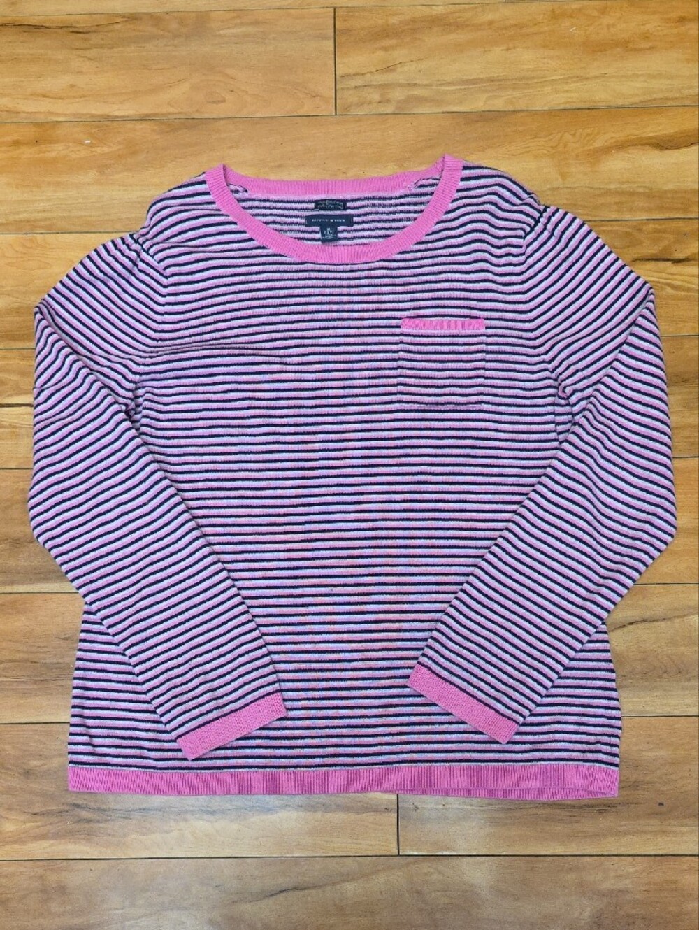 Tommy Hilfiger 100% Pima Cotton Lightweight Striped Pocket Sweater Size XL